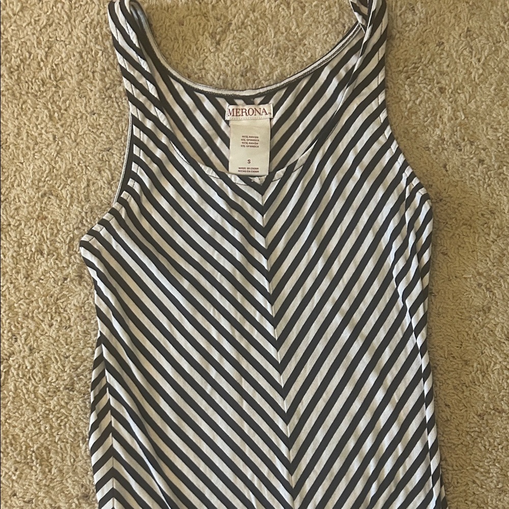 Merona Women's Black and White Striped Tank Top